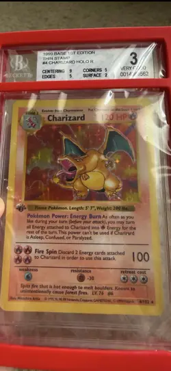 Beckett 3 Charizard 1st Edition Base Set VG 4/102 Holo 1999 Pokemon BGS - Image 1
