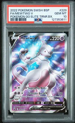 2022 POKEMON SWSH BLACK STAR PROMO #229 FULL ART/MEWTWO V PSA 10 - Image 1