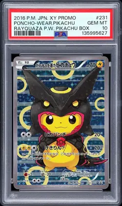 2016 POKEMON JPN XY PROMO #231 PONCHO-WEARING PIKACHU PSA 10 - Image 1