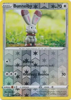 Reverse Holo Bunnelby 146/192 Common Rebel Clash Pokemon TCG - Image 1