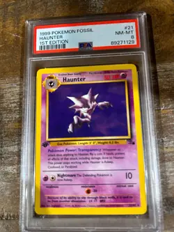 Pokemon 1999 Fossil HAUNTER 1st Edition #21 PSA 8 RARE - Image 1