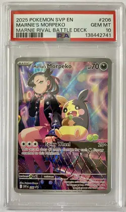 2025 POKEMON SVP EN-SV BLACK STAR PROMO #206 MARNIE'S MORPEKO PSA 10 - Image 1