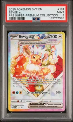 2025 POKEMON SVP EN-SV BLACK STAR PROMO 174 EEVEE EX SUPER PREMIUM COLL PSA 9 - Image 1