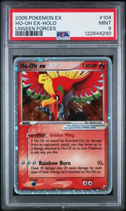 2005 POKEMON EX UNSEEN FORCES #104 HO-OH EX-HOLO PSA 9 - Image 1