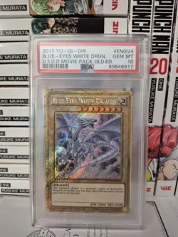 2017 YU-GI-OH! THE DARK SIDE OF DIMENSIONS #ENGV4 BLUE-EYES WHITE DRAGON PSA 10 - Image 1