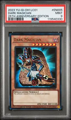 2023 YU-GI-OH! LC01-LEGEND COLL: 25TH ANV ED #EN005 DARK MAGICIAN PSA 9 - Image 1