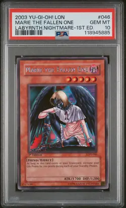 2003 YU-GI-OH! LON-LABYRINTH OF NIGHTMARE 1ST ED MARIE THE FALLEN ONE PSA 10 - Image 1