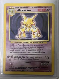 Pokemon Alakazam TCG Base Set Holo Card 1/102 Unlimited Holo Rare MP - Image 1