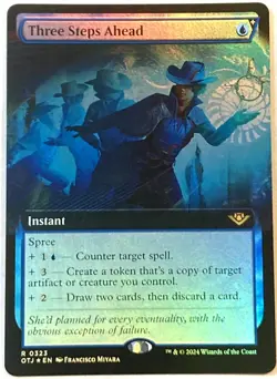 MTG Three Steps Ahead *EXTENDED ART FOIL* Outlaws of Thunder Junction 323 NM edh - Image 1
