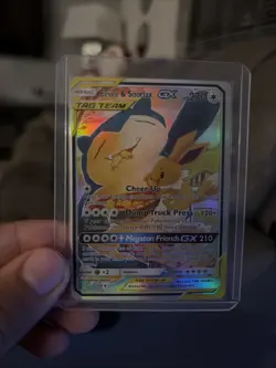 Pokemon TCG Eevee & Snorlax GX 066/095 SM9 Tag Bolt Holo - Image 1