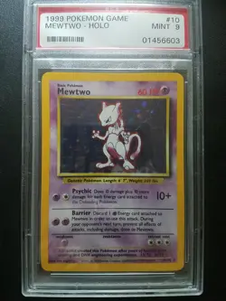 Pokemon PSA 9 Base Set Mewtwo Holo Rare (10/102) MINT - Image 1