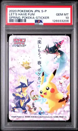 PSA 10 Graded Pokemon Let's Have Fun! Spring, Pokeka-sticker S Promo Japanese - Image 1