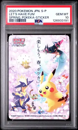 PSA 10 Graded Pokemon Let's Have Fun! Spring, Pokeka-sticker S Promo Japanese - Image 1