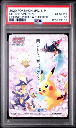 PSA 10 Graded Pokemon Let's Have Fun! Spring, Pokeka-sticker S Promo Japanese - Image 1