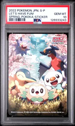 PSA 10 Graded Pokemon Let's Have Fun! Spring, Pokeka-sticker S Promo Japanese - Image 1