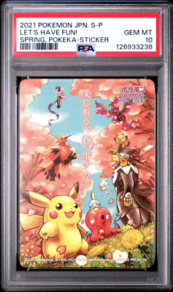 PSA 10 Graded Pokemon Let's Have Fun! Spring, Pokeka-sticker S Promo Japanese - Image 1