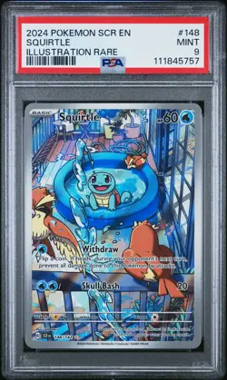 PSA 9 Graded Pokemon Squirtle 148/142 Illustration Rare Stellar Crown English - Image 1