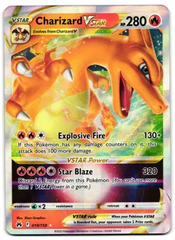 Charizard VSTAR 019/159 - Crown Zenith Rare VSTAR Pokemon TCG Holo - NM Card - Image 1