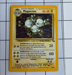 Magneton Pokemon TCG Unlimited Holo Rare Card 11/62 Fossil Set MP - Image 1