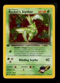 1st Edition Rocket's Scyther 13/132 Gym Heroes 2000 Holo Rare WOTC Pokemon Card - Image 1