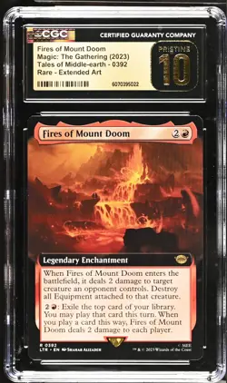 FIRES OF MOUNT DOOM Lord of the Rings Extended Art Rare CGC Pristine 10 MTG - Image 1
