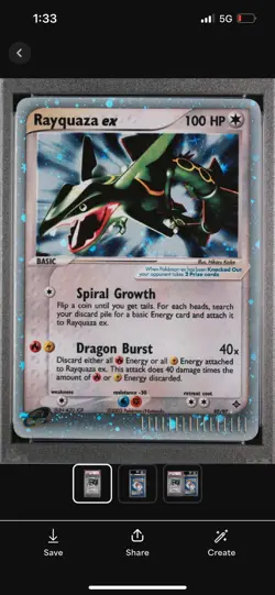 Pokemon TCG Rayquaza EX Dragon Holo Rare Card 97/97 Series Holo Swirls 🌀 - Image 1