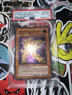 Yu-Gi-Oh! Elemental Hero Bladedge EEN-EN007 1st Edition Ultimate Rare PSA 8 - Image 1