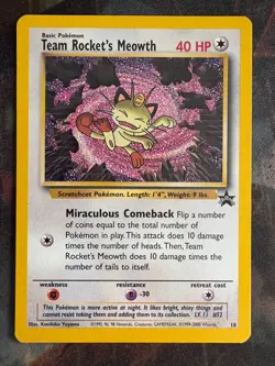 Team Rocket's Meowth # 18 Black Star PROMO WOTC Rare Pokemon Card Tcg - LP - Image 1