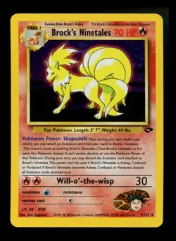 Brock's Ninetales 3/132 Gym Challenge 2000 Holo Rare WOTC Pokemon Card TCG - Image 1