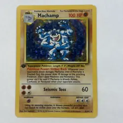 1st Edition Machamp 8/102 Holo Base Set Pokemon Card - Image 1