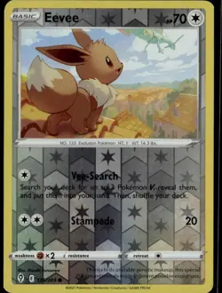 Eevee Common SWSH07: Evolving Skies 125/203 Colorless Reverse Holo Pokemon Card - Image 1