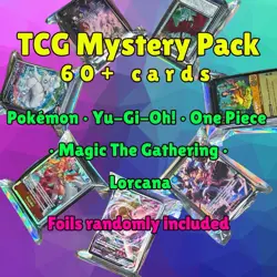 60+ Card TCG Mystery Pack | Pokemon, MTG, Yu-Gi-Oh, One Piece, Lorcana - Image 1