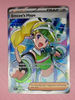 Pokemon TCG: Emcee's Hype 220/182 Sv10: Destined Rivals Holo [GREAT Condition] - Image 1
