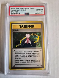 PSA 10 GEM MINT 1999 Giovanni Holo Pokemon Japanese Gym 2 Trainer Vintage - Image 1