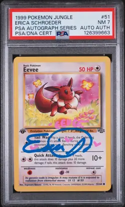1999 POKEMON JUNGLE 1ST ED #51 EEVEE PSA 7 AUTO AUTHENTIC - Image 1