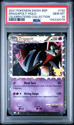 2021 Pokemon Celebrations Dragapult Holo Black Star Promo BSP #132 PSA 10 - Image 1