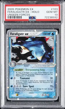 2005 POKEMON EX UNSEEN FORCES #103 FERALIGATR EX-HOLO PSA 10 - Image 1
