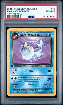 2000 Pokemon 1st Edition Rocket Dark Vaporeon | PSA 8 - Image 1
