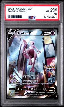 2022 POKEMON GO #072 FULL ART/MEWTWO V PSA 10 - Image 1