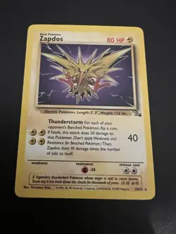 Zapdos 30/62 Fossil Unlimited 1999 Pokemon Card Rare NM - Image 1