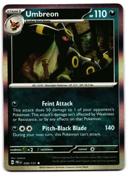 Umbreon 059/131 - Prismatic Evolutions Rare Pokemon TCG Holo - M/LP Card - Image 1