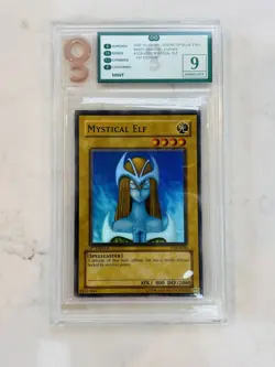 2002 YU-GI-OH! MYSTICAL ELF LOB-E050 1ST EDITION SUPER RARE FOIL CARD OG 9 MINT - Image 1