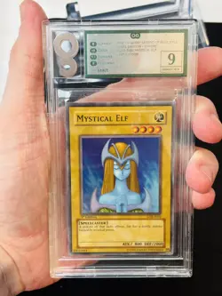 2002 YU-GI-OH! MYSTICAL ELF LOB-E050 1ST EDITION SUPER RARE FOIL CARD OG 9 MINT - Image 4