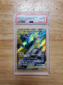 Pokemon PSA 10 GEM MINT 2018 Pikachu & Zekrom GX 100/095 Tag Bolt Full Art Card - Image 1