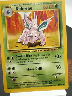 Pokemon TCG Nidorino Base Set Unlimited Uncommon Card 37/102 WOTC Vintage - Image 1