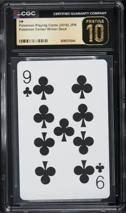 CGC Pristine 10 Nine Of Clubs Pokemon Center Winter Deck Playing Cards 2016 - Image 1