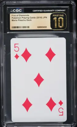 CGC Pristine 10 Five Of Diamonds Mario Pikachu Deck Playing Cards 2016 Pokemon - Image 1