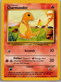 Charmander 46/102 Non Holo Base Set - Pokemon Card - NM - Image 1
