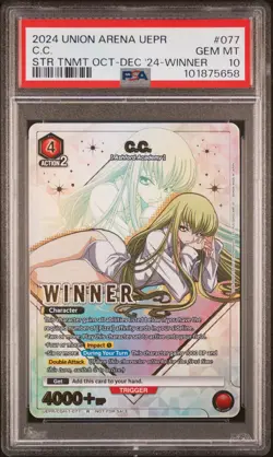 PSA 10 GEM MINT Union Arena C.C. Winner Card UEPR/CGH-1-077 Code Geass English - Image 2
