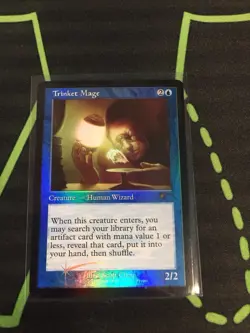 MTG Magic The Gathering Trinket Mage Foil Rare Promo Retro Frame Blue Tutor - Image 1